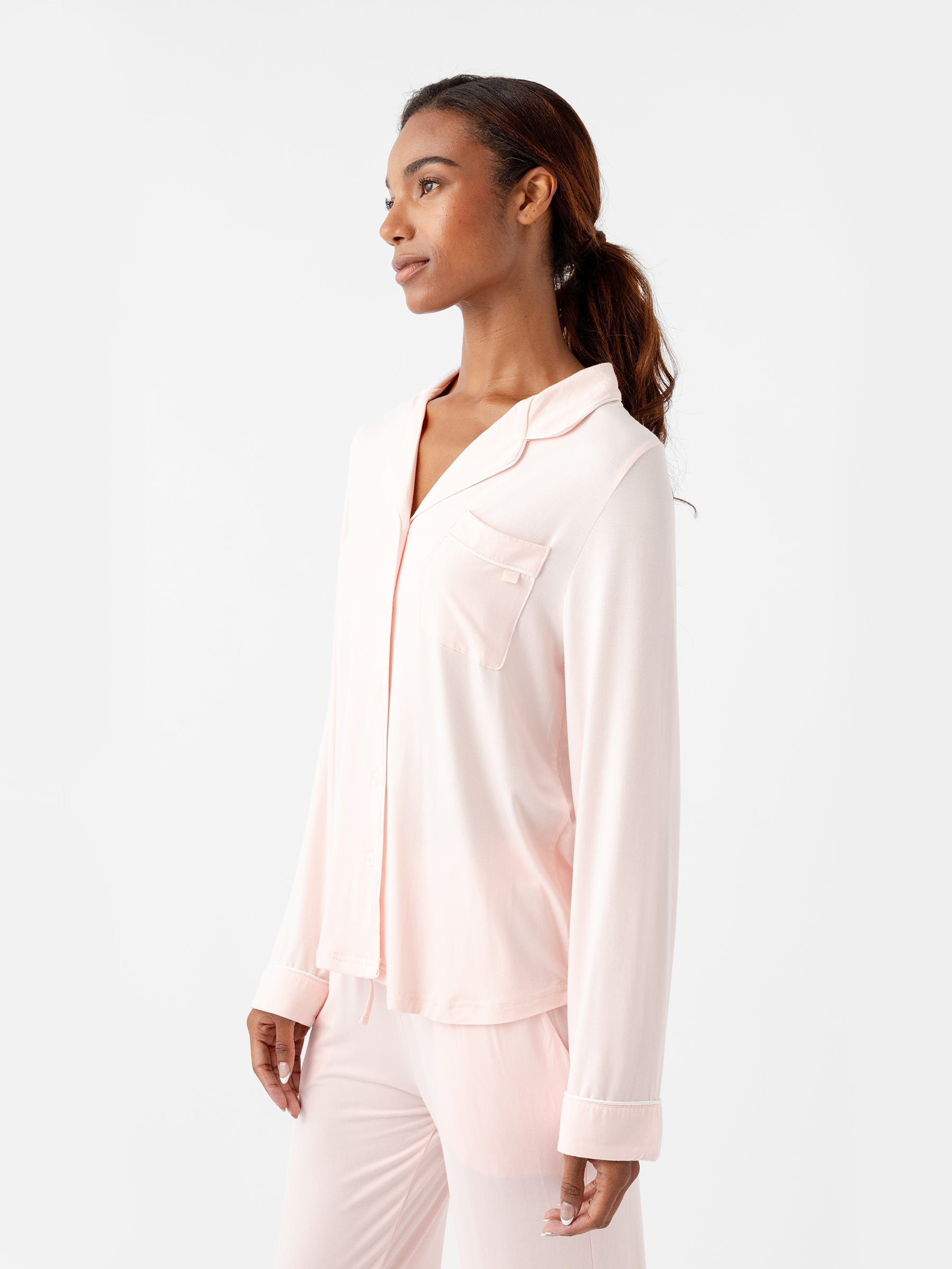 Blossom@woman wearing blossom cozy earth pajamas
