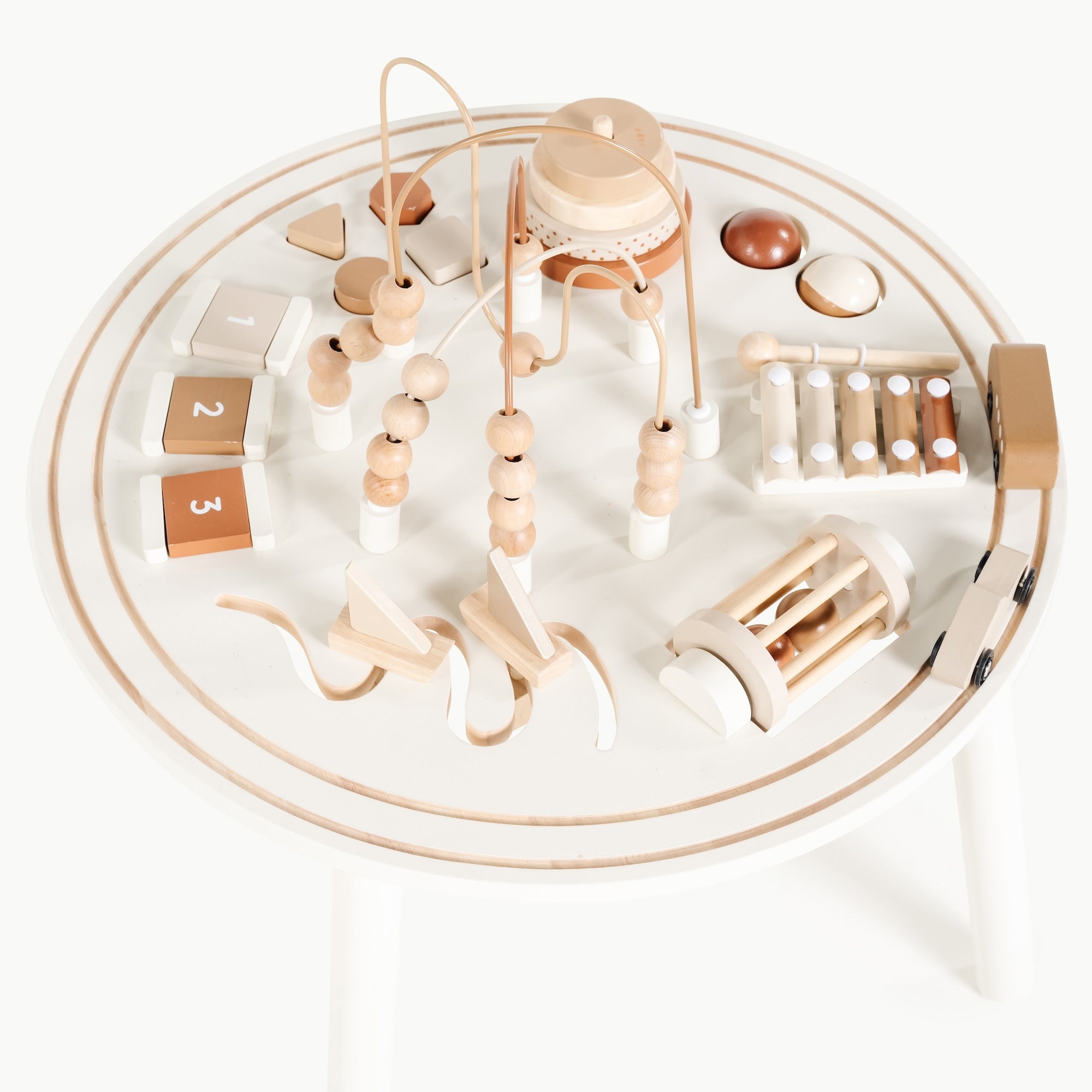 Camel (on sale)@Activity table with bead abacus, shape sorting elements, and interactive play features for kids