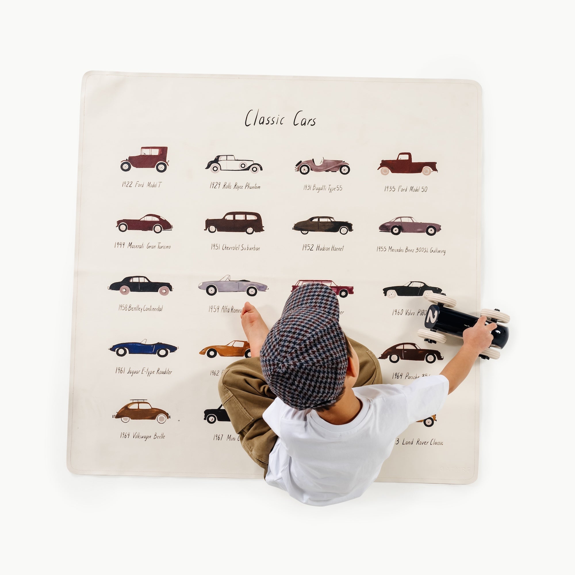 Classic Cars@overhead of little boy playing