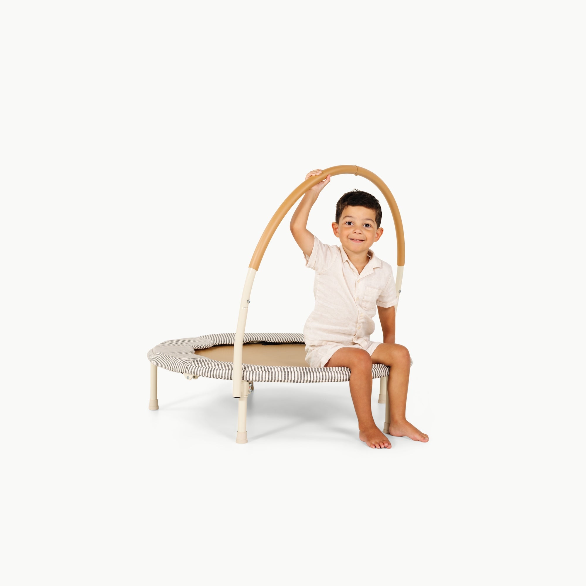Stone Stripe Scallop@Indoor trampoline for toddlers and young kids designed for everyday play at home