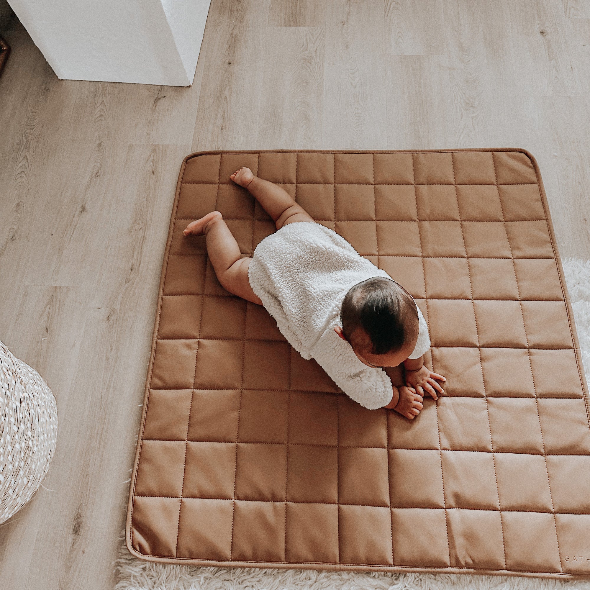 Square@Overhead of the Camel Mini Square Quilted Mat