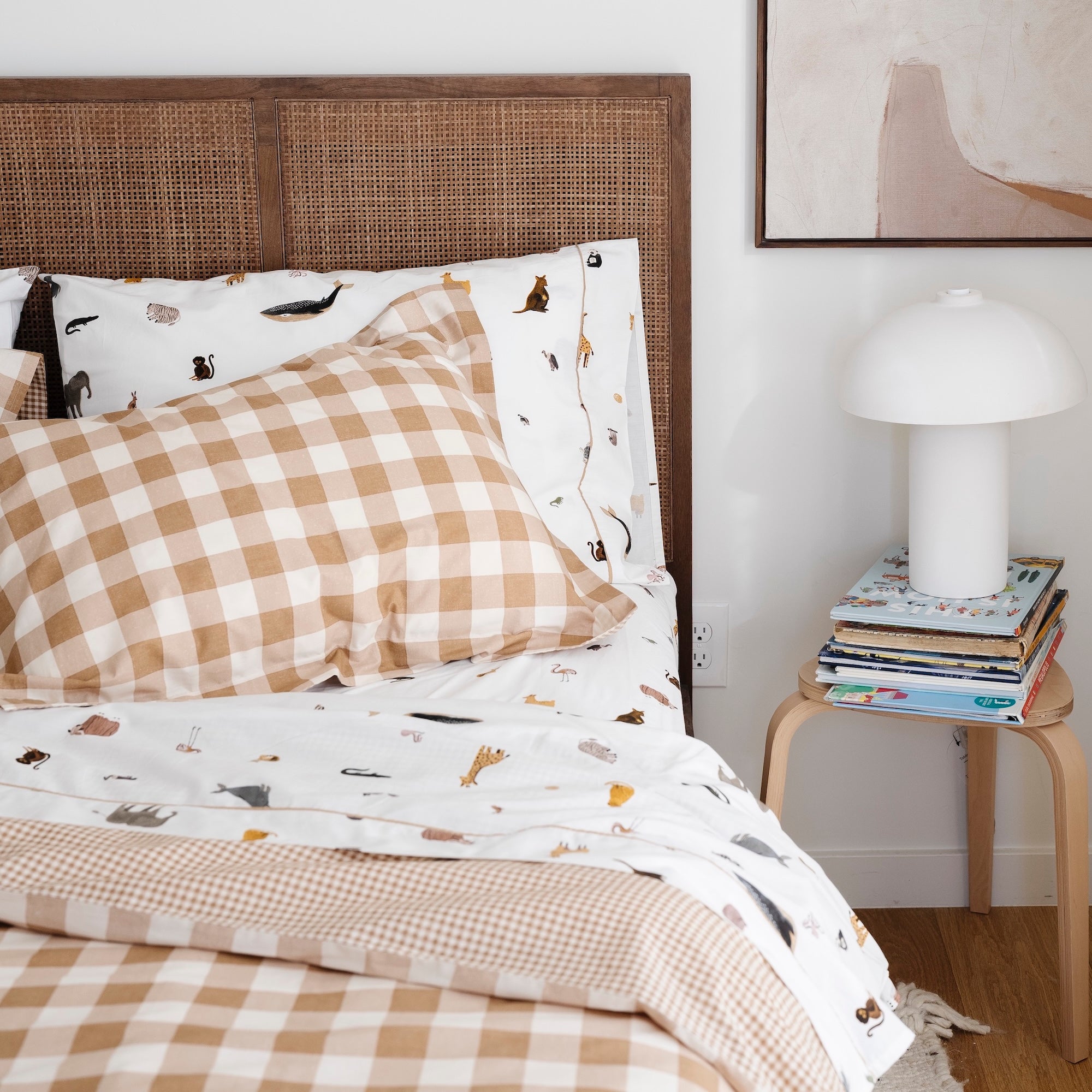 Menagerie@Children’s bedding sheet set styled in kids bedroom