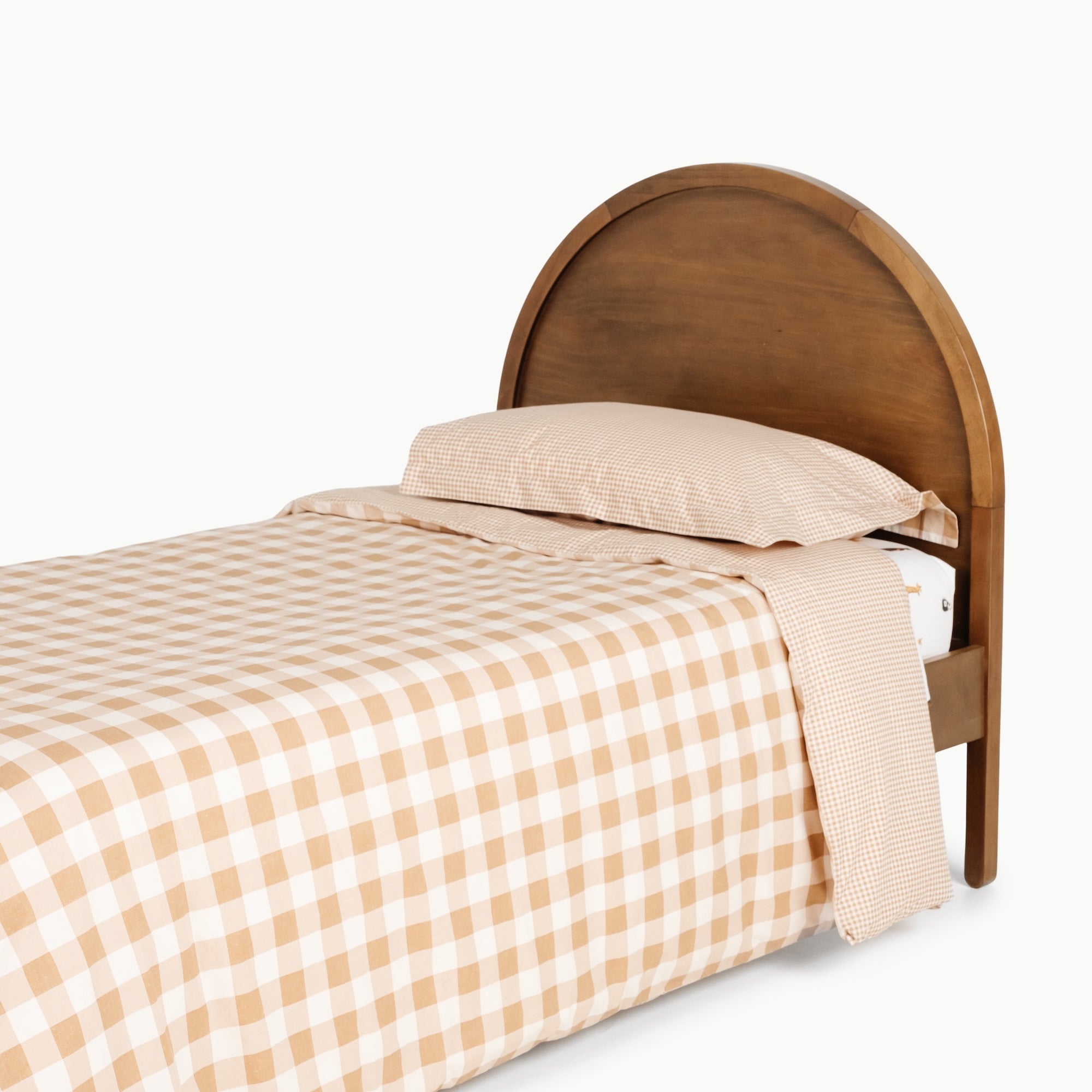 Tan Gingham@Reversible duvet bedding for kids room