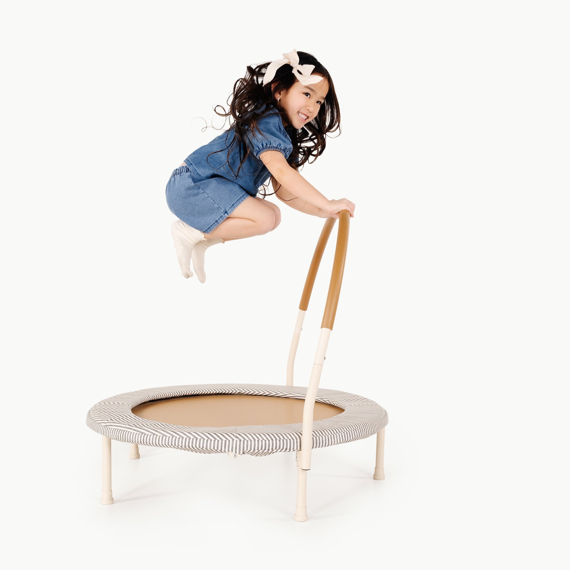 Stone Stripe@Indoor trampoline for toddlers and young kids designed for everyday play at home