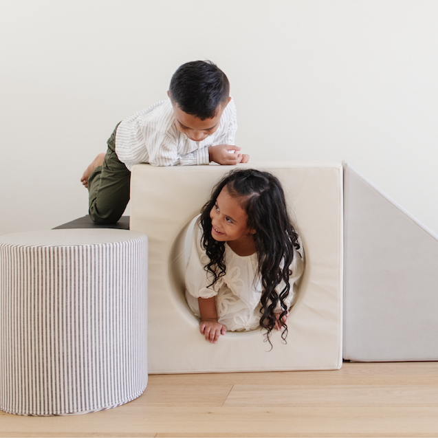 Kids playing on the Block Playset.