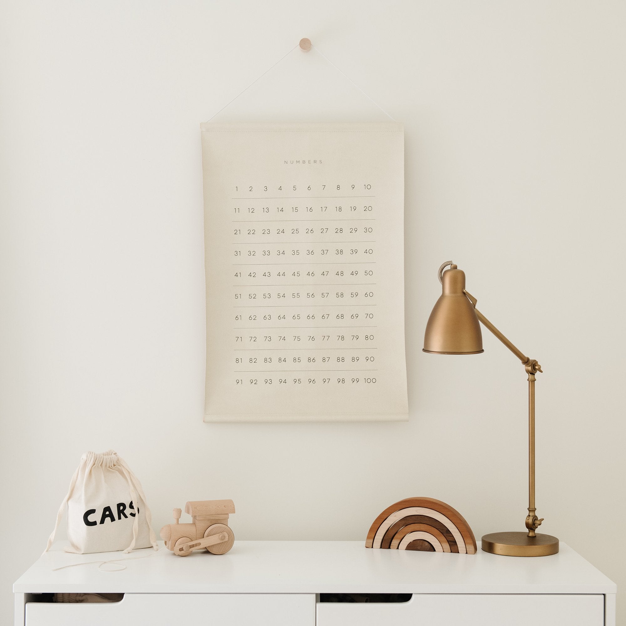 Numbers (on sale)@Numbers Poster hanging above a dresser in a bedroom