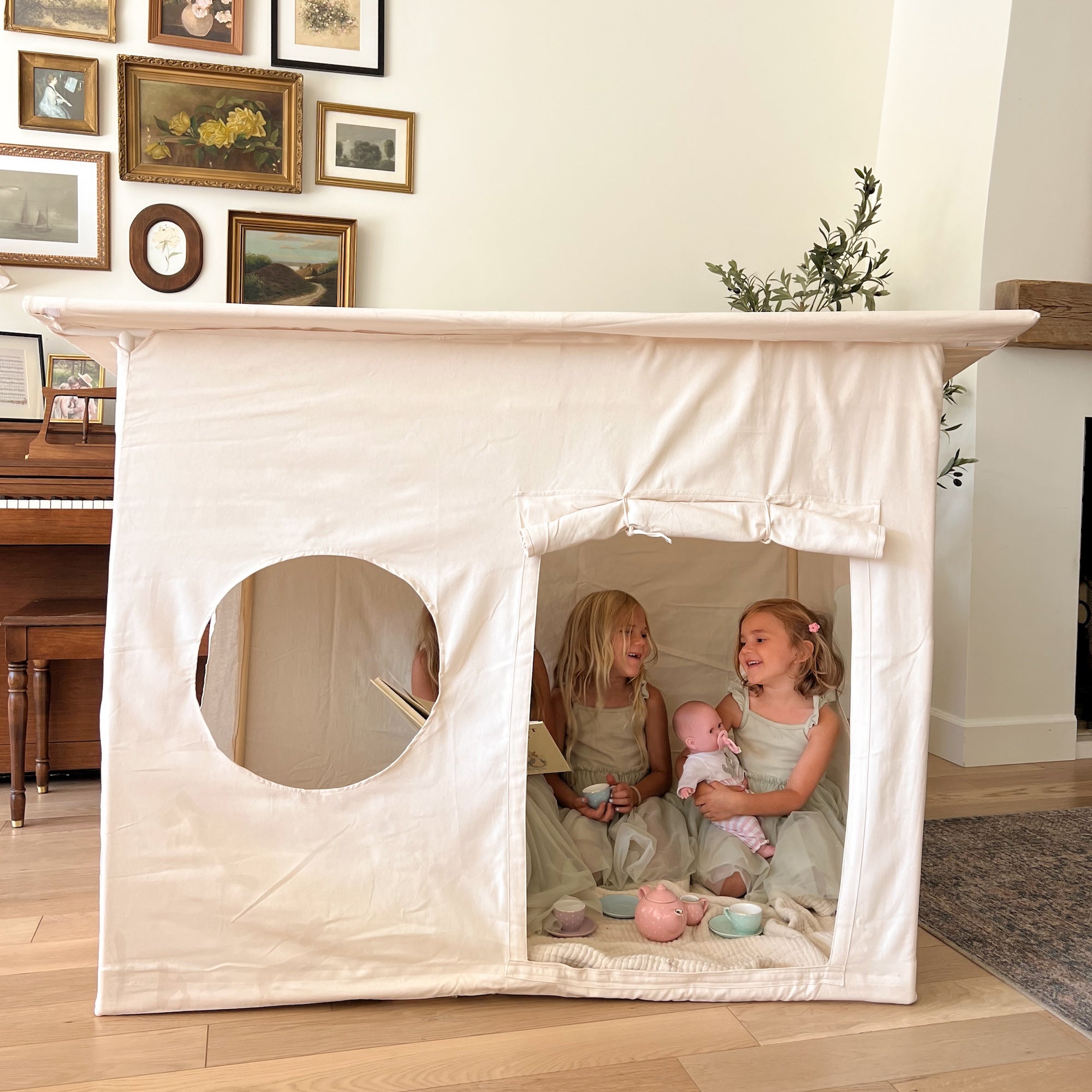 Ivory (on sale)@kids playing in the modern play tent