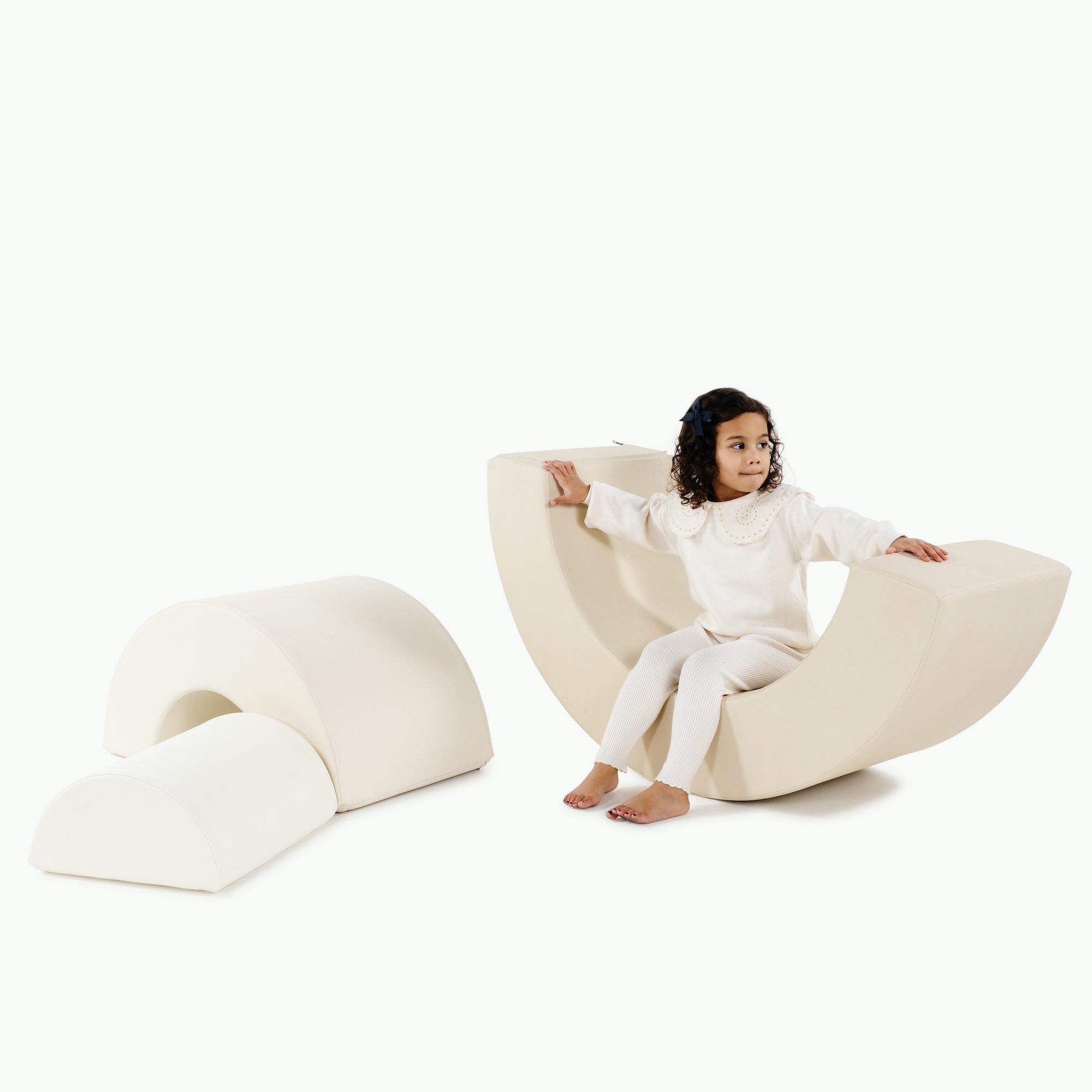 Wool • Ivory • Alabaster (on sale)@Kid playing on the Ivory Arc Playset