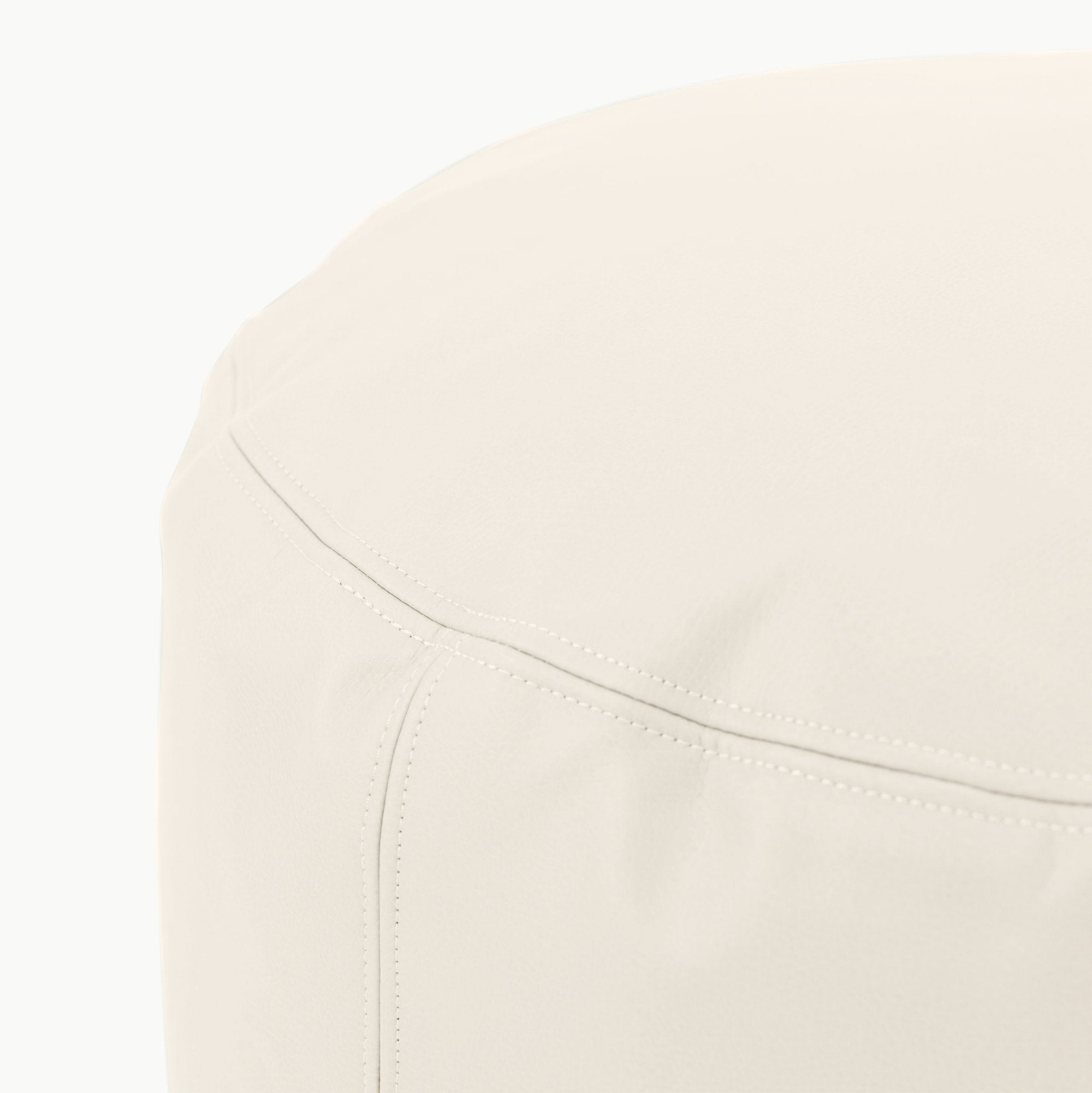 Ivory@Close up of seaming on Ivory Circle Pouf