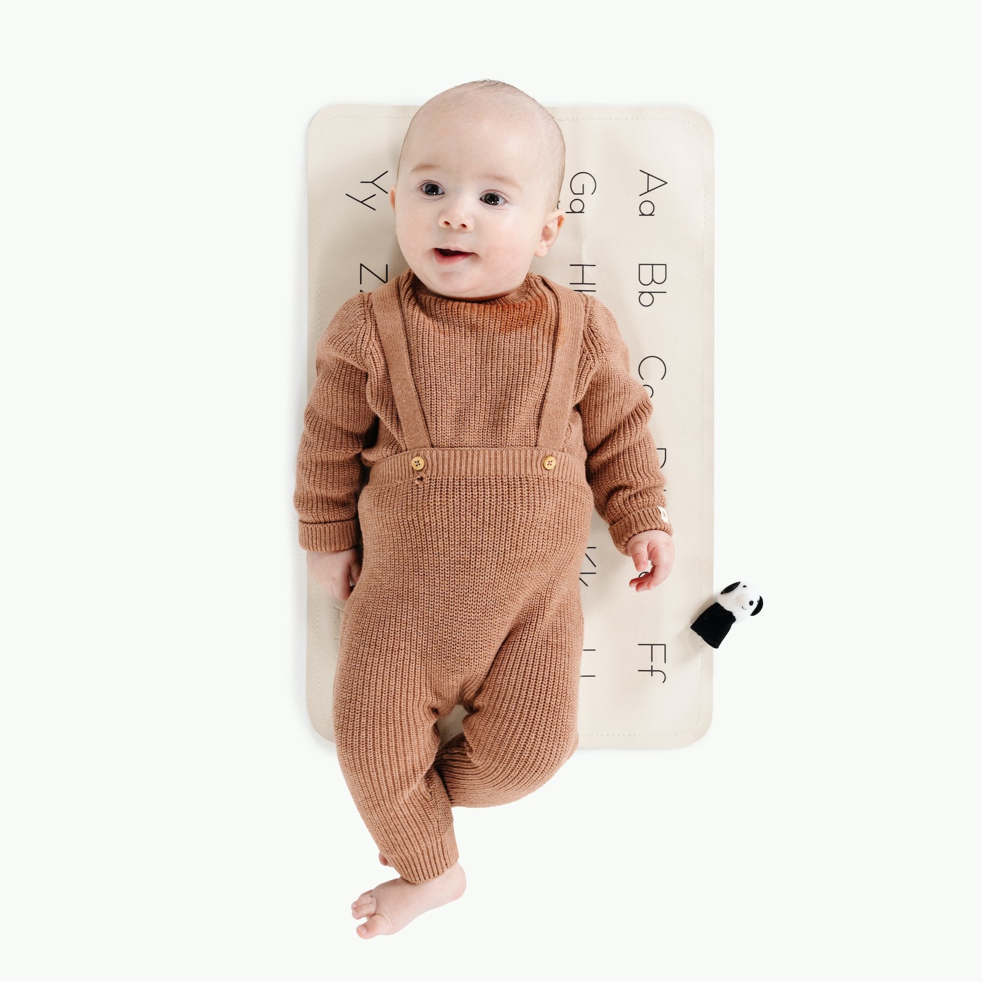 Alphabet@Overhead baby sitting on the Alphabet Micro mat