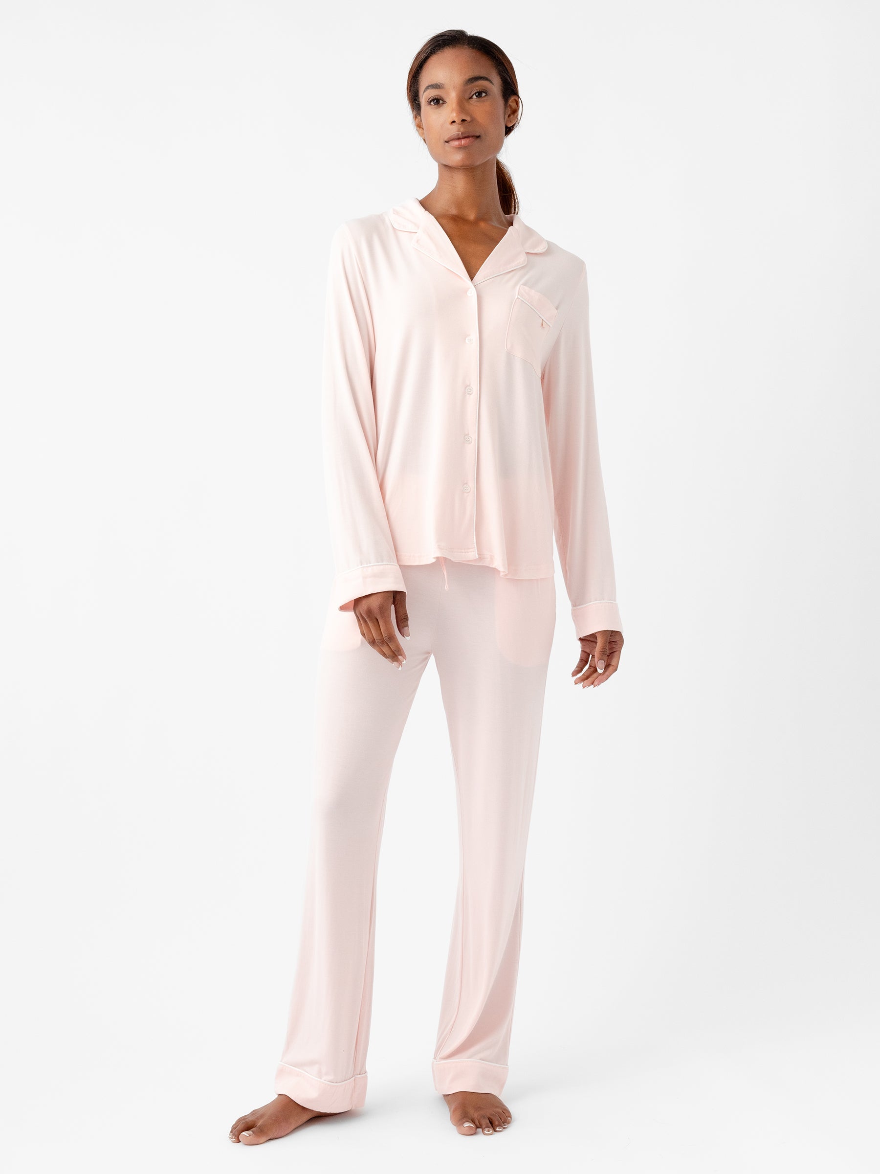 Blossom@woman wearing blossom cozy earth pajamas