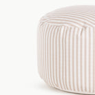Cafe Stripe@seam detail on the cafe stripe circle pouf