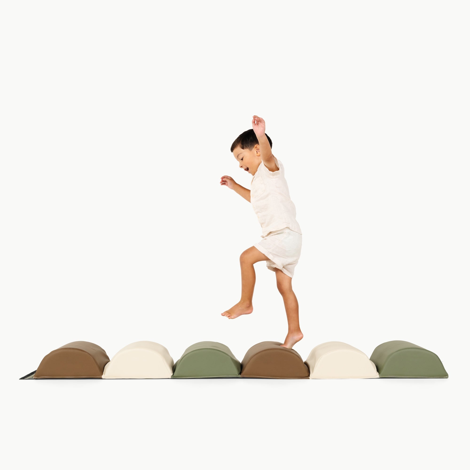 Espresso • Ivory • Thyme@little boy playing with the hex hopper