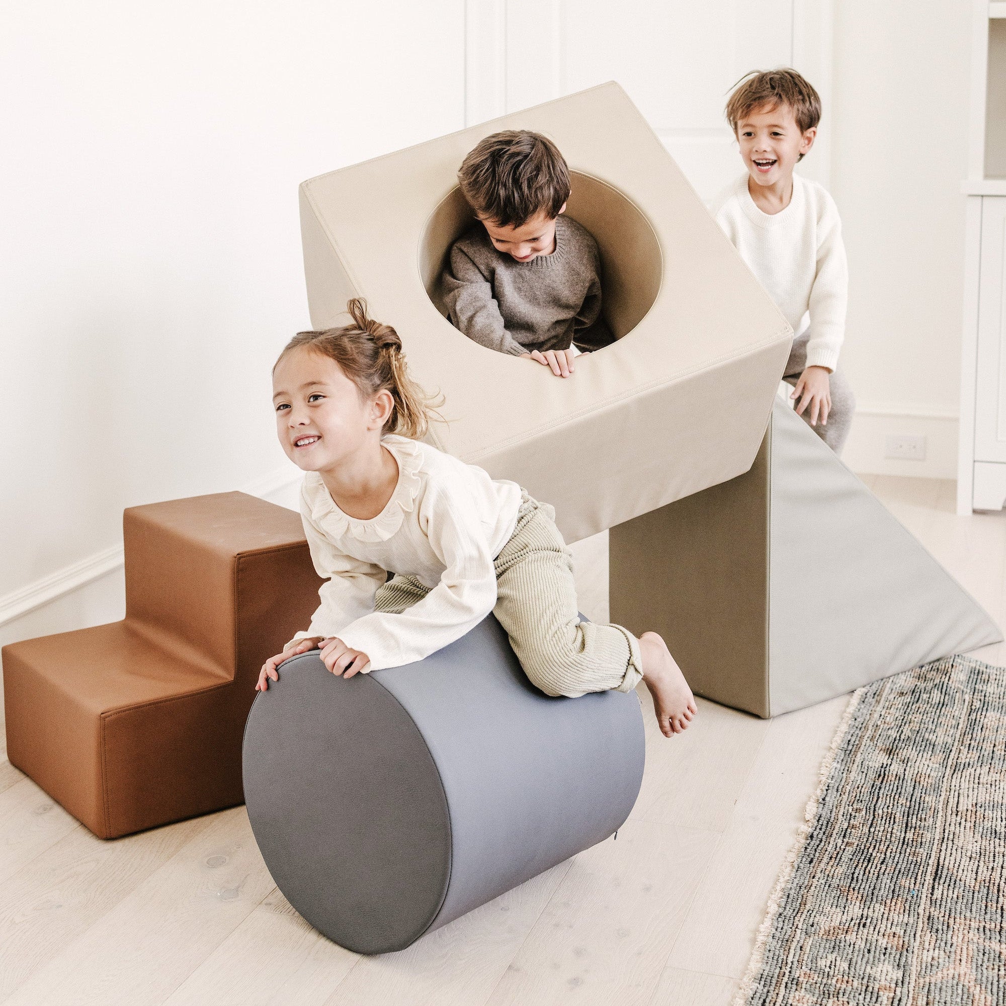 Kids playing with the Block Playset