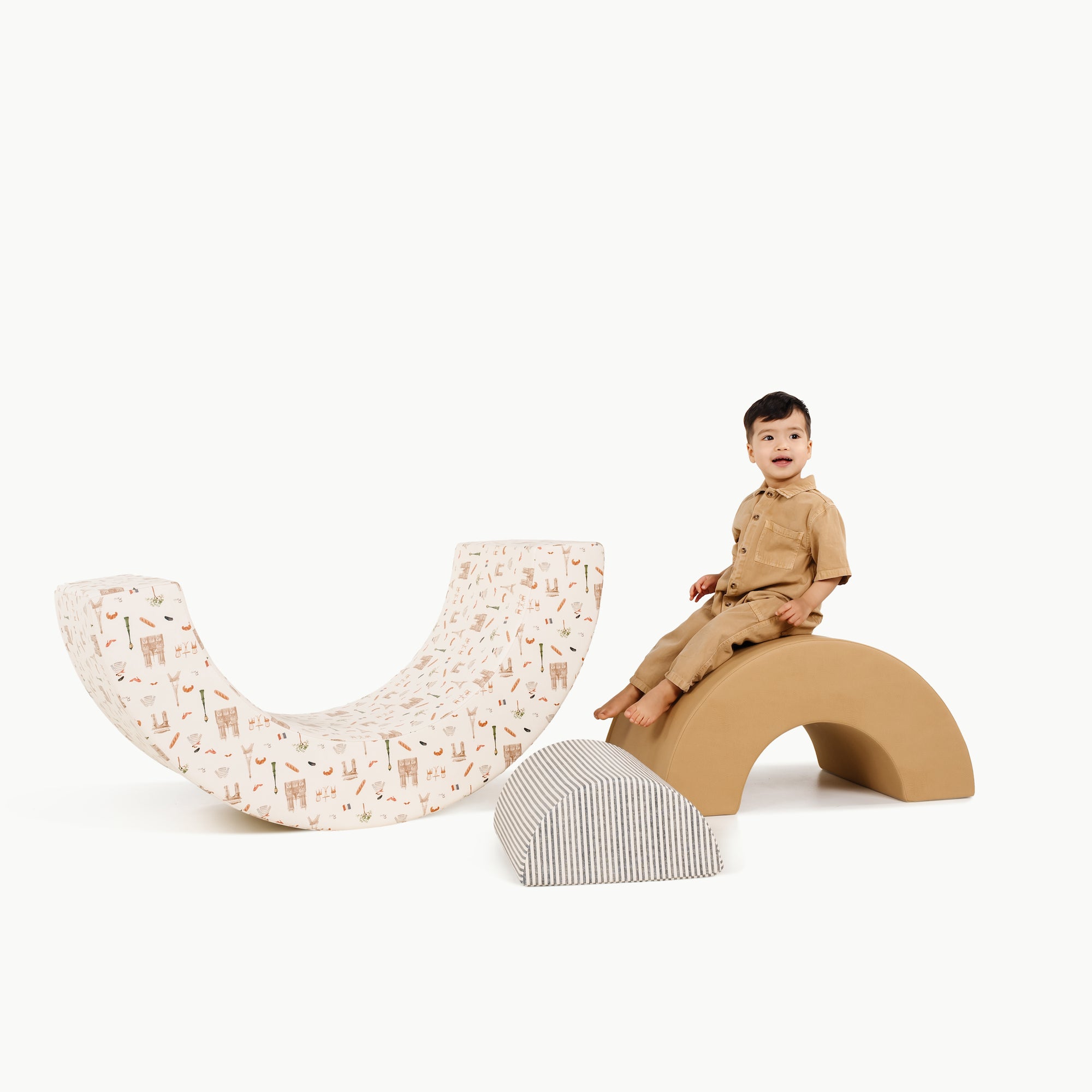 Paris • Wheat • Stone Stripe (on sale)@kid playing on the paris arc playset