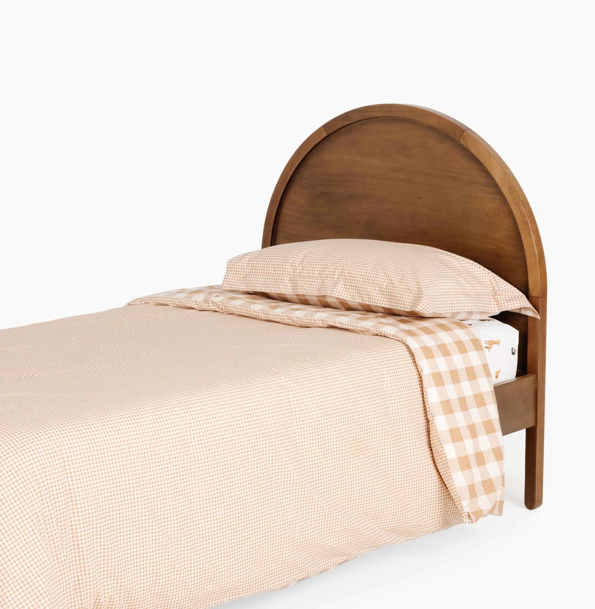 Tan Gingham@Reversible cotton duvet cover for kids bedding