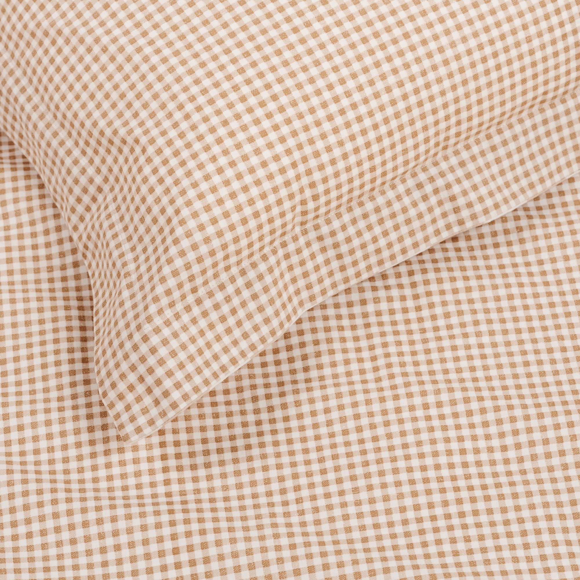 Tan Gingham@Reversible cotton duvet cover for kids bedding