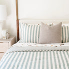 Agave Stripe@Kids cotton comforter set styled in a child’s bedroom