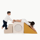 Saffron • Ivory • Stone Stripe • Millet (on sale)@kids playing on block playset