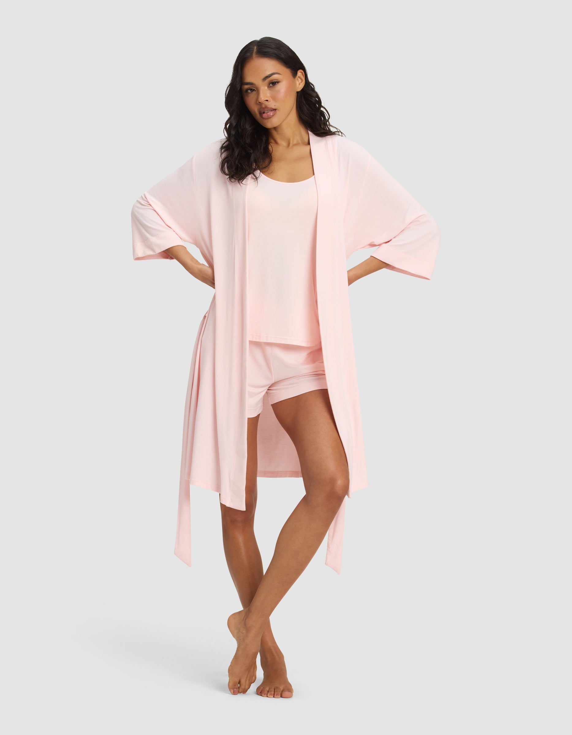 Blossom@woman wearing a blossom cozy earth robe