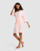 Blossom@woman wearing a blossom cozy earth robe