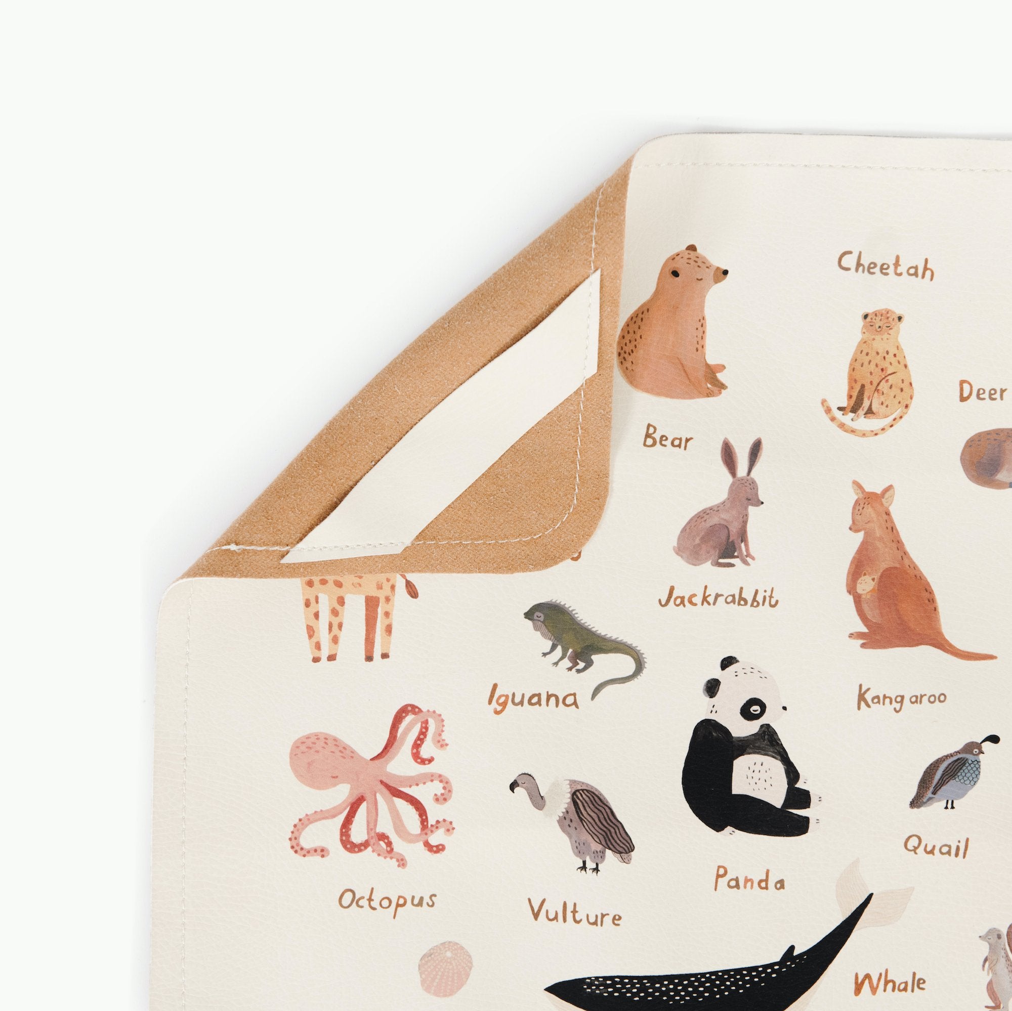 Animal Alphabet@Hanging tab detail on the Animal Alphabet Mini Mat 