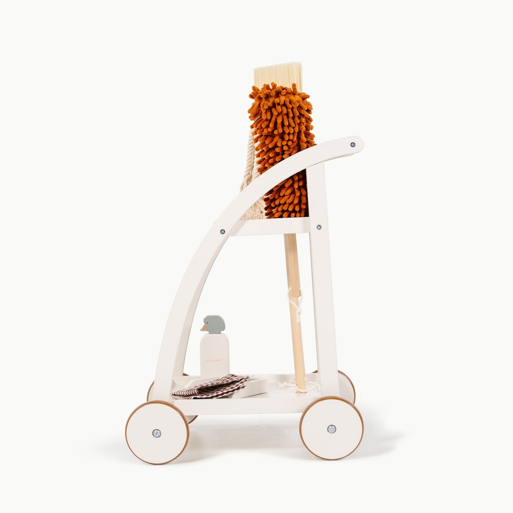 Ivory@side view of the cleaning cart in ivory