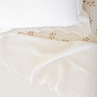 Ivory@Kids waffle knit coverlet set with scalloped edge