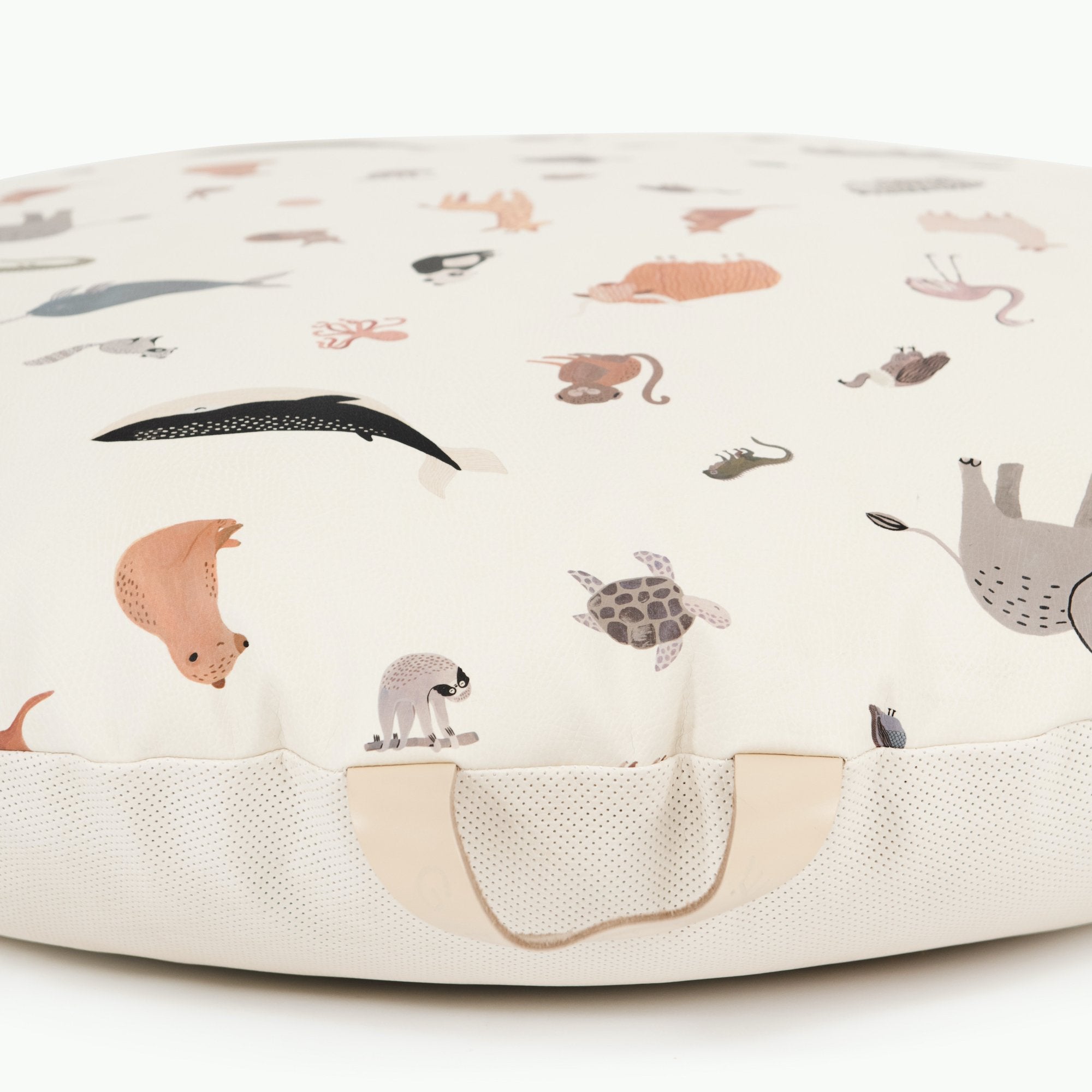 Menagerie (on sale) / Circle@Gathre deboss detail on the Menagerie Circle Floor Cushion