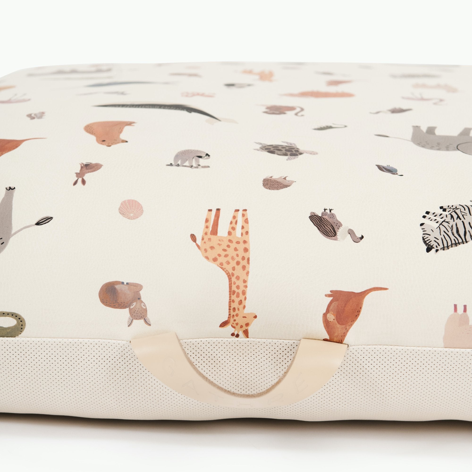 Menagerie (on sale) / Square@Gathre deboss detail on the Menagerie Square Floor Cushion