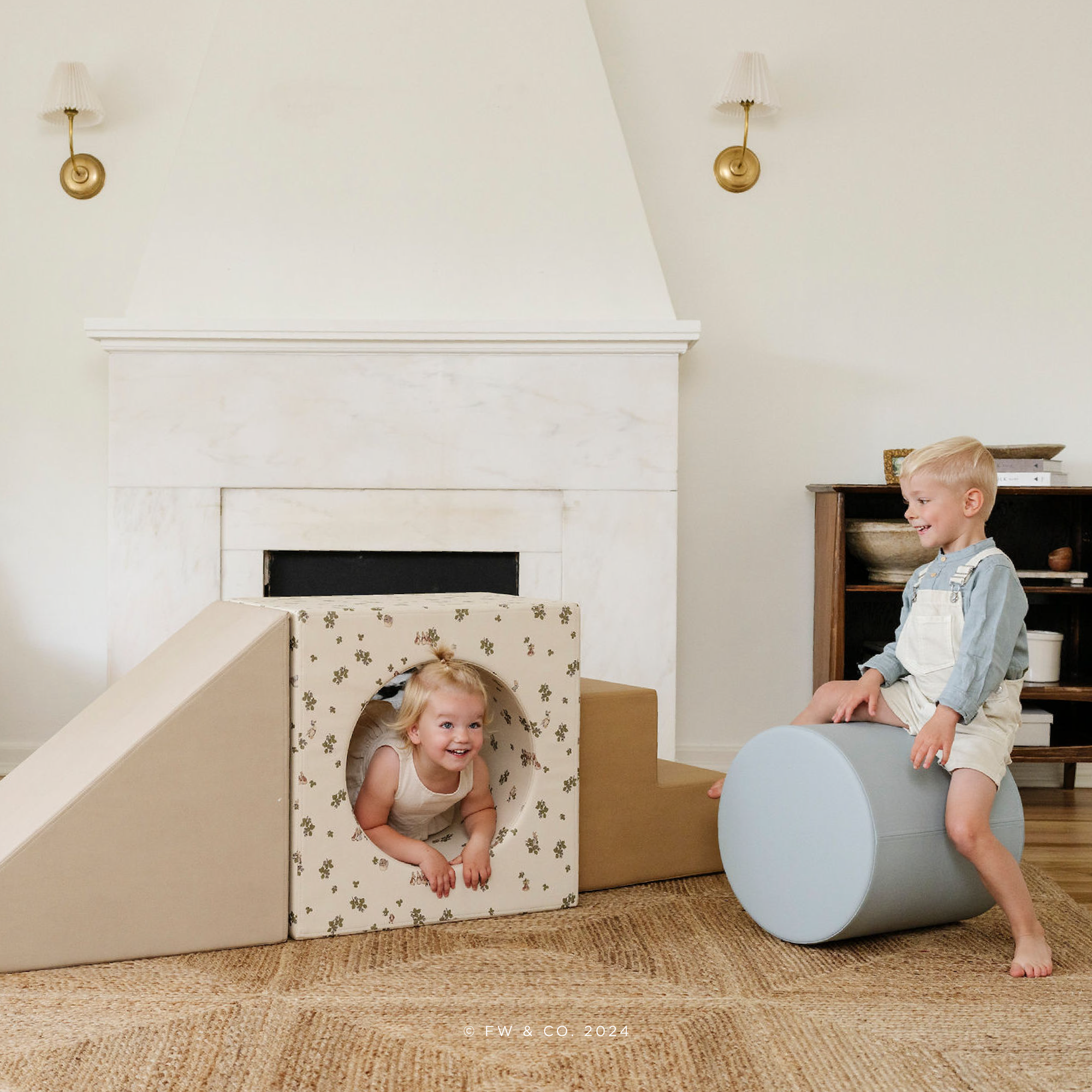 Peter Rabbit™ • Our Beatrix Blue • Millet • Wheat (on sale)@lifestyle image of block playset