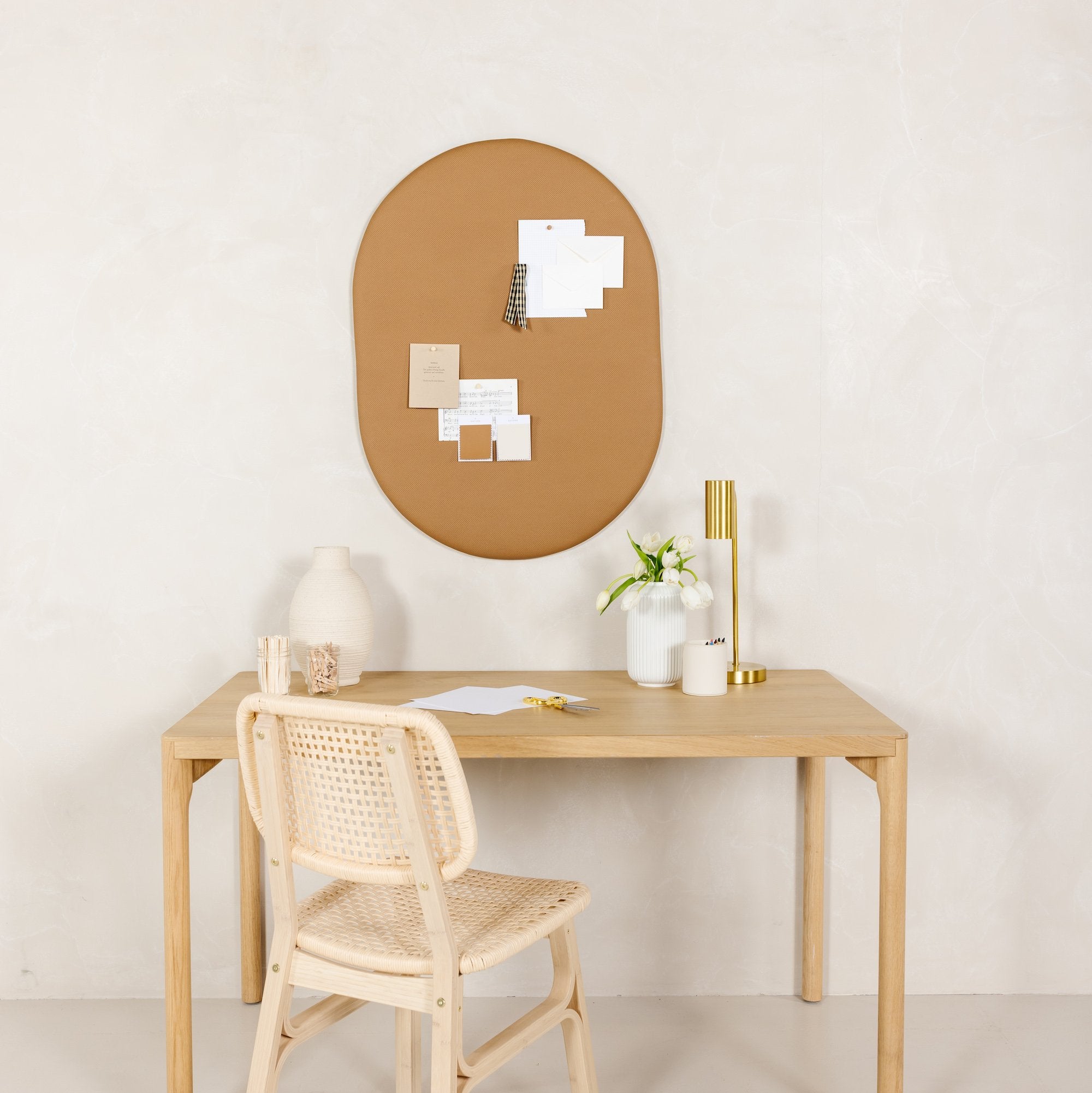 Camel@Neutral pinboard mounted on wall in living room setting