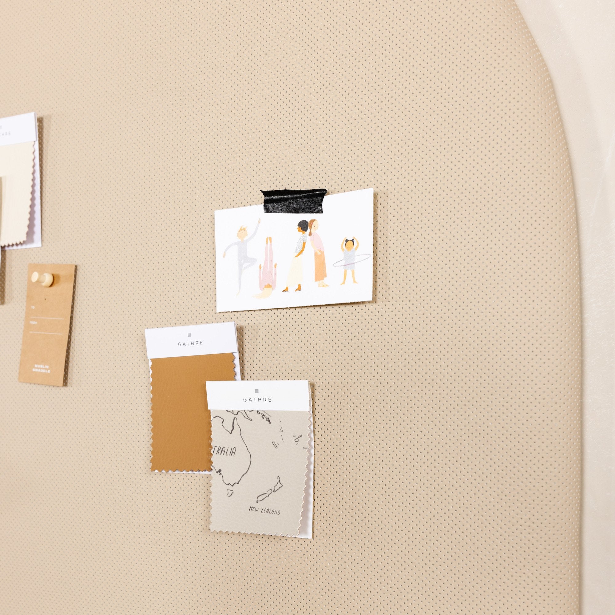 Millet (on sale)@Close-up of pinboard showing premium materials and clean design